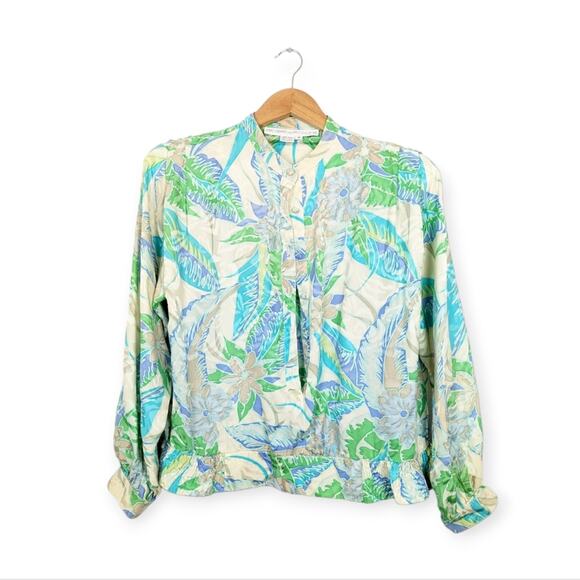 Vintage Anne Crimmins UMI Collection 100% Silk Button Down Blouse - Picture 1 of 6